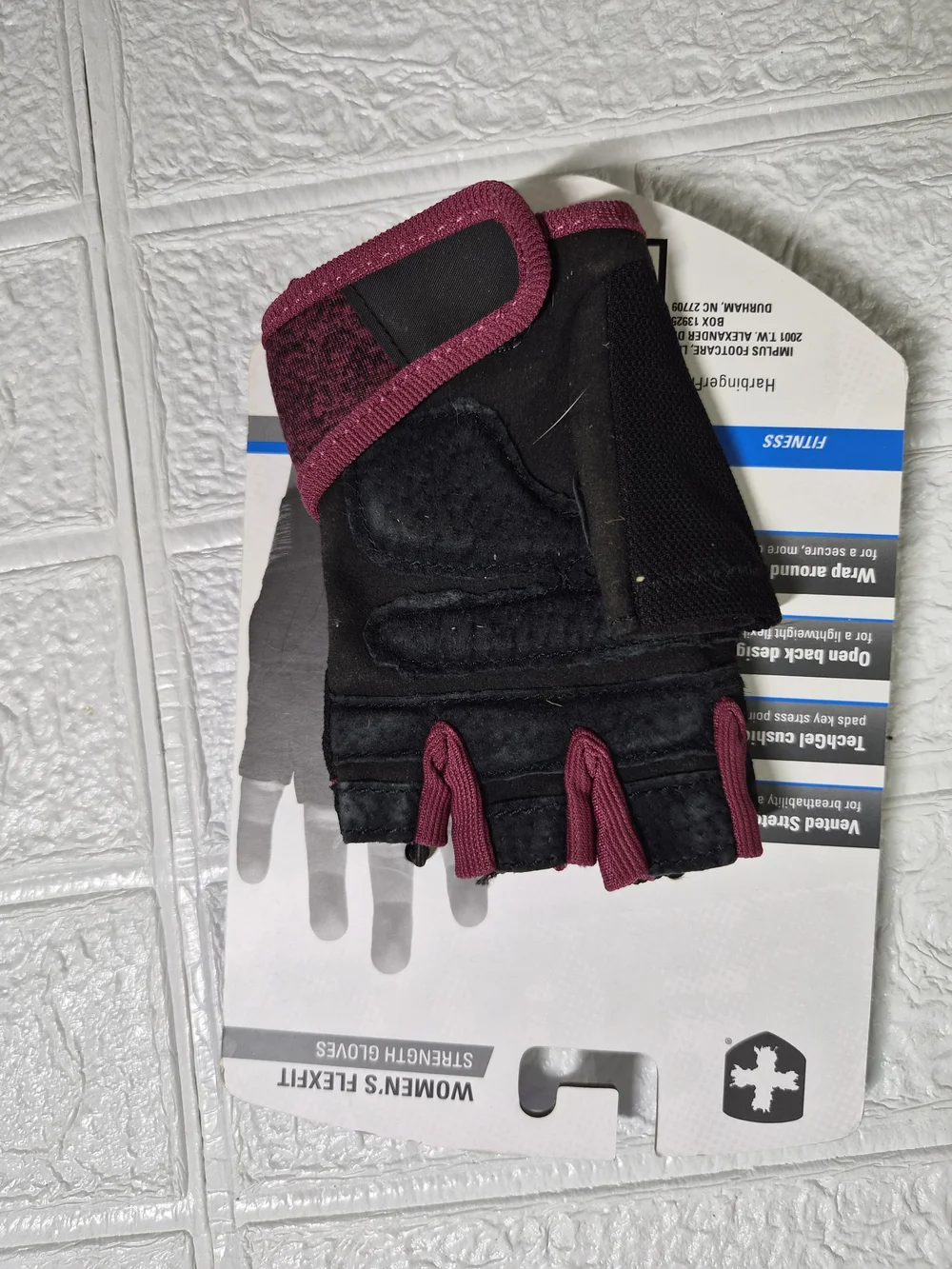 Harbinger Women FlexFit Leather Workout lifting Strength Glove Pad Merlot Small